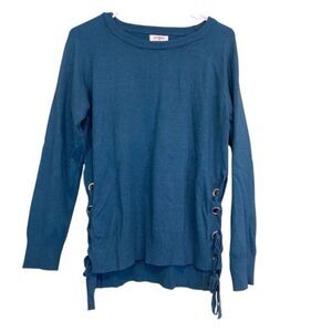 Umgee Side Corset Tie Crewneck Sweater Medium